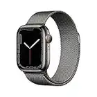 Apple Watch Series 7 (GPS + Cellular, 41mm) Reloj Inteligente con Caja de Acero Inoxidable en Grafito - Pulsera Milanese Loop en Grafito. Monitor de entreno, Resistencia alagua