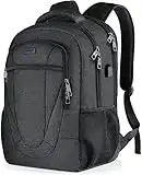 BIKROD Zaino Uomo, Zaino Porta Pc 17.3 Pollici Grande Zaino da Viaggio per Lavoro Uomo e Donna, Zaino Scuola Portatili con Caricatore USB, Impermeabile Antifurto Backpack Regalo - Nero