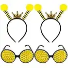 4 Pcs Bee Costume Accessories Set-Bees Antenna Tentacle Bopper, Bee Sunglasses for Halloween Costume Honey Bee Party Cosplay