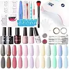 Gellen Gel Nail Polish Set Starter Kit - Macaroon Candy Series 12 Colors Gel Polish Kit with 72W UV/LED Nail Lamp, Spring Summer Colors Collection Gel Nail Polish Decorations Kit with Base Top Set Essential Home Manicure Tools Popular Nail Art Designs UV Nail Gel Kit