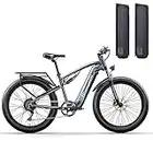 MX05 Electric Bike for adult, Mountain Bike, 48V*17.5Ah removable Lithium Battery, Full suspension Electric Bicycles,Dual hydraulic disc brakes 26 * 3.0 inch Fat Tire (add an extra battery)