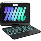 GreenLaw iPad Mini 6 Case with Keyboard, 7 Color Backlit, 360° Rotate, Sensitive Touchpad, Type-C Rechargeable, for iPad Mini 6th Generation 8.3 inch 2021, Black