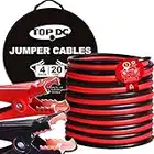 TOPDC Jumper Cables 4 Gauge 20 Feet -40℉ to 167℉ Heavy Duty Booster Cables with Carry Bag (4AWG x 20Ft)