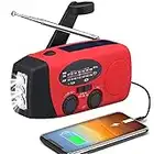 Radio Portatile di Emergenza a Manovella con Torcia a LED, Radio AM/FM/NOAA per Avvisi Meteorologici, Caricabatteria USB per Telefono Solare da 1200 mAh per Uso Domestico e Campeggio All'aperto