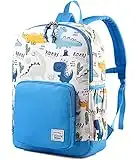 VASCHY Kinderrucksack Jungen, Niedlich Wasserabweisend Vorschule Kinder Rucksack Kindergarten Kleinkind Schul Rucksack Mädchen mit Brustgurt Blau Dinosaurier