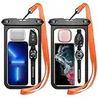 Temdan 2 Pcs Waterproof Phone Pouch, [Up to 10" Large] Universal IPX8 Waterproof Cell Phone Case Dry Bag with Lanyard for iPhone 14 Pro Max/13/12/11/SE/8,Galaxy S23 Ultra/S22/S21 for Vacation -Black