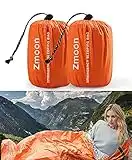 Zmoon Emergency Sleeping Bag 2 Pack Lightweight Survival Sleeping Bags Thermal Bivy Sack Portable Emergency Blanket for Camping, Hiking, Outdoor, Activities (Orange)