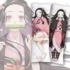 Nezuko Body Pillow Cover Case Hugging Soft Anime Character Merch Stuffed Double-Sided Printed Peach Skin Plush Room Decor Dakimakura 59" x 20"