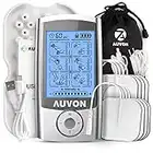 AUVON Rechargeable TENS Machine Muscle Stimulator for Pain Relief, TENS Unit with 24 Modes, 8pcs 2" x 2" TENS Machine Pads Replacement