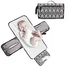 Lekebaby Portable Diaper Changing Pad Waterproof Change Mat Travel for Baby, Built-in Head Cushion, Arrow Print, Grey