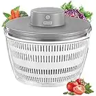 Electric Salad Spinner, 4000 ml Wireless USB Rechargeable Lettuce Spinner Dehydrator for Fruit Vegetables, Large Capacity Salad Vegetable Dryer, Quick Drainage Mixer Spinner with Salad Dressing Bottle