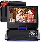 SUNPIN 11" Portable DVD Player for Car and Kids with 9.5 inch HD Swivel Screen, 5 Hour Rechargeable Battery, Dual Earphone Jack, Supports SD Card/USB/CD/DVD, with Extra Headrest Mount Case (Blue)