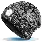 Cadeau Homme Original Bonnet LED - Idee Cadeau Noel Homme Original Bonnet Lampe Frontale, Utile Cadeau Pecheur Cycliste Bricoleur Randonnée Peche Accessoires, Cadeaux Papa Homme, Gris, Taille Unique