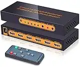 (Newest Version) SkycropHD 4K@60Hz 5 Port HDMI Switch with Remote 5 in 1 Out 4Kx2K HDMI Auto Switcher, Support HDR10, Dolby Vision, Dolby Atmos, HDCP2.2 and CEC