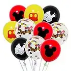 40 Pack Mouse Balloons, 12 Inch Latex Balloons Red Black Yellow Color Confetti Balloons Decorations Kit for Birthday Party Baby Shower Mouse Theme Party Supplies