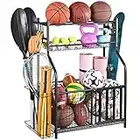 Mythinglogic Garage Storage System, Garage Organizer with Baskets and Hooks, Sports Equipment Organizer for Sports Gear/Toys,Garage Ball Storage for Indoor/Outdoor Use