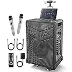 Sistema PA portatile, macchina Karaoke, 3-Way 10 'altoparlante all'aperto, GEYGUY, ricaricabile Bluetooth 5.0 con microfono di cristallo senza fili, luci LED Supporto chitarra/USB/TWS/FM