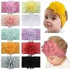 10 stücke Baby Mädchen Nylon Stirnbänder Blume Haarbänder Elastischer Turban Haarschmuck für Säuglinge Kleinkinder Neugeborene