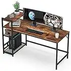 HOMIDEC Writing Computer Desk, 55 Inch Office Work Desk with Bookshelf, Study Laptop Table with 4 Tier DIY Storage Shelves, Modern Simple Style Desks for Bedroom, Home, Office (55 x 23.6 x 43.3inch)