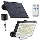 Luce Solare con Sensore di Movimento [228LED/3Modes] Luci Solari da Esterno con Telecomando, IP65 Impermeabile Lampade Solari con Estensore da 5M Giardino Garage [1 Pezzi ]