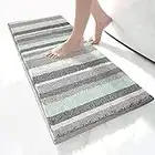 Kbladud Alfombrilla de Baño Antideslizante, Grande Alfombra para Bañera, Suave Cómoda Microfibra, Súper Absorbente Lavable a Máquina, para Bañera, Ducha, Sala de Estar Cocina (40x120cm, Verde)