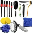 14PCS Car Detailing Cleaning Brushes Kit Car Interior Washing Tool Set Car Gifts for Men Include Tyre Brush Wheel Cleaning Brush Wire Brush Polishing Pad Wash Mitt Ice Shovel Air Vent Cleaning Brush