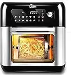 Uten Friggitrice ad Aria 10 Litri, 12 in 1 Forno ad Aria Calda con LED Touch Screen, Friggitrice Senza Olio da 1500W XXXL, Friggere, Griglia, Forno, Arrostir, Ricetta PDF, 6 Accessori - Acciaio Inox