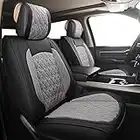 JOJOBAY Car Seat Covers for Dodge Ram 2 PCS Front,Fit Ram 2009-2022 1500/2500/3500 Pick-up Truck,Crew,Regular,Quad,Mega Cab,Waterproof Synthetic Leather Seat Covers Protectors（2 PCS Front,Black Grey）