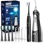 Water Dental Flosser with Electric Toothbrush Combo, Cordless Water Flosser for Teeth, Gums, Braces Care, with 6 Modes & 3 Sonic Modes, Oral Care Kit with 4 Brush Heads & 4 Jet Tips, IPX7 Waterproof