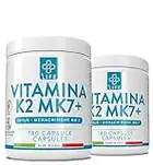 VITAMINA K2 Mk7 200µg per Capsula PiuLife® • Vit K2 Mk7 Menachinone Qualità Premium ≈100% All Trans • K2 Vitamina Deposito Calcio Integratore Ossa e Articolazioni e Cartilagine • Vitamina K