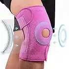 Kniebandage Damen, Knie Bandage mit klettverschluss, Patella Gel Pads & Stabilisator Einstellbar Compress Knee Support Brace für Kraftsport Meniskus Arthrose Valentinstag Geschenke für Frauen Mama