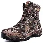 cungel Men's Hunting Boot 8-INCH Camouflage Timber Waterproof Hunter Shoes Forest Boots Jungle Anti-Slip Lightweight Breathable Durable Fishing Hiking Working Field Hunting(leaves camo,9.5)