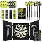 WINMAU MvG Mighty Mike Dartboard Cabinet Set - Includes Bristle Dartboard, 2 sets of Darts plus Accessories, L, Black