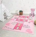 the carpet Happy Life - Tappeto da gioco per bambini, lavabile, con numeri, 140 x 200 cm, colore: Rosa