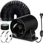 Hose Vary Ventilatore di Scarico Assiale 100mm, Velocità Alta-Bassa Kit Ventola Estrattore per Tende da Coltivazione, Bagno, Cucina (Ventilatore, Tubo, Morsetti, Nastro)