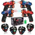 VATOS Jeu de Pistolets Laser, Mini Laser Tag Infrarouge pour Enfants avec Badges (4 Packs), Jeu Laser 4 Joueurs intérieur extérieur,Activité de Groupe Jouet pour 4+ Ans garçons et Filles