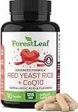 Red Yeast Rice Care with COQ-10 and Organic Flaxseed - 1215mg - Citrinin Free - Daily Dietary Supplements (90) - ForestLeaf