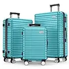 BEOW Luggage Sets 3 Piece Hardside Expandable Luggage Set Clearance Suitcase Sets with Wheels TSA Lock 20''/24''/28''(Teal Blue)