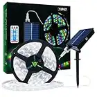 Tira de Luces LED Solares Exteriores, 10m 560 LED Tira de LED IP67 Prueba Agua, Luces LED Blancas Frías con Control Remoto, 8 Modos de Iluminación 2835 SMD Luces de Cuerda para Jardín Navidad