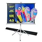 TRMESIA 84in Projector Screen with Stand Portable Projection Screen and Carry Bag Foldable Tripod Screens Pull Down Projection Screens 4:3 Ratio Indoor Office Outdoor Portable Screen for Movie Night