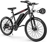 TotGuard Electric Bike, Electric Bike for Adults 26'' Ebike with 350W Motor, 19.8MPH Electric Mountain Bike with Lockable Suspension Fork, Removable 36V/10.4Ah Battery, Professional 21 Speed Gear