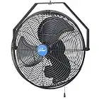 iLiving 18" Wall Mounted Variable Speed Indoor/Outdoor Weatherproof Fan, Industrial grade for Patio, Greenhouse, Garage, Workshop, and Loading Dock, 6360 CFM, Black