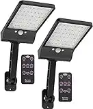 [Pack of 2] Solar Lights Outdoor with Remote and Color Temperature Adjustment 2700K to 6000K, 48LED Solar Motion Sensor Light with 3 Modes,Waterproof Solar Powered Security Light