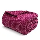 YnM Velvet Knitted Weighted Blanket, Hand Made Chunky Knit Weighted Throw for Sleep, Stress or Home Décor, Rest and Relax in Style with YnM's Handmade Weighted Blankets (Purple , 50''x60'' 10lbs)