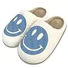 YJJY Smile Face Slippers,Retro Soft Plush Lightweight House Slippers Slip-on Cozy Indoor Outdoor Slippers,Slip on Anti-Skid Sole