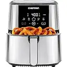 Chefman TurboFry® Touch Air Fryer, XL 8-Qt Family Size, One-Touch Digital Control Presets, French Fries, Chicken, Meat, Fish, Nonstick Dishwasher-Safe Parts, Automatic Shutoff, Stainless Steel