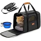 morpilot Pet Travel Carrier Bag, Soft-Sided Dog Carrier Cat Carrier Pet Carrier (18 x 12.5 x 14 Inches), for Large Cats and Medium Puppies, w/Locking Safety Zippers, Foldable Bowl