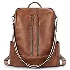 BROMEN Women Backpack Purse Leather Anti-theft Travel Backpack Fashion Shoulder Handbag Brown