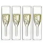 Sziqiqi Verres à Flûte à Champagne en Cristal à Double Paroi, Classics Tulip Goblet, Tasses en Verre Transparent, Verres Soufflés à la Bouche pour la Restauration, Mariages, Fêtes, Bars (4)