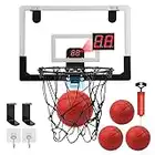 Canestro Basket Per Bambini, Mini Canestro Da Basket Pieghevole, Tabellone Basket Elettronico,Dotato Di 4 Palline E Pompa,Canestro Da Basket Muro Per Bambini, Ragazze, Ragazzi